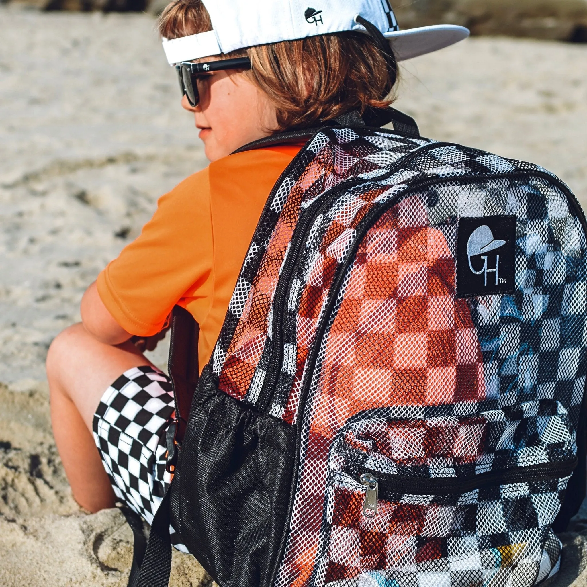 Clear Check Mesh Backpack