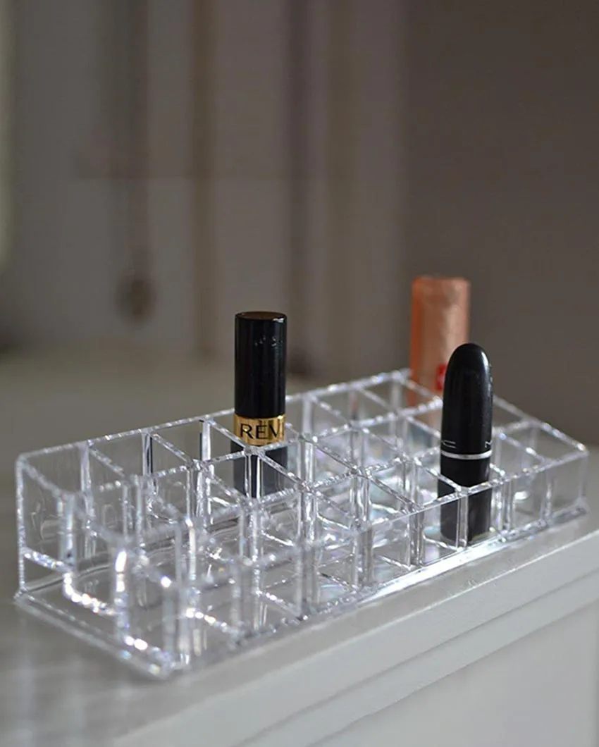 Clear Lipstick Acrylic Organizer Makeup Storage Holder | 4 x 10 x 2 inches