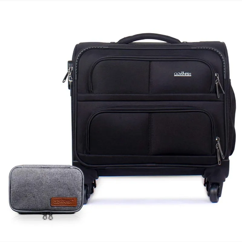 Combo: Clownfish Wanderer Laptop Roller Case with Toiletry Kit | 44L Capacity | Jet Black