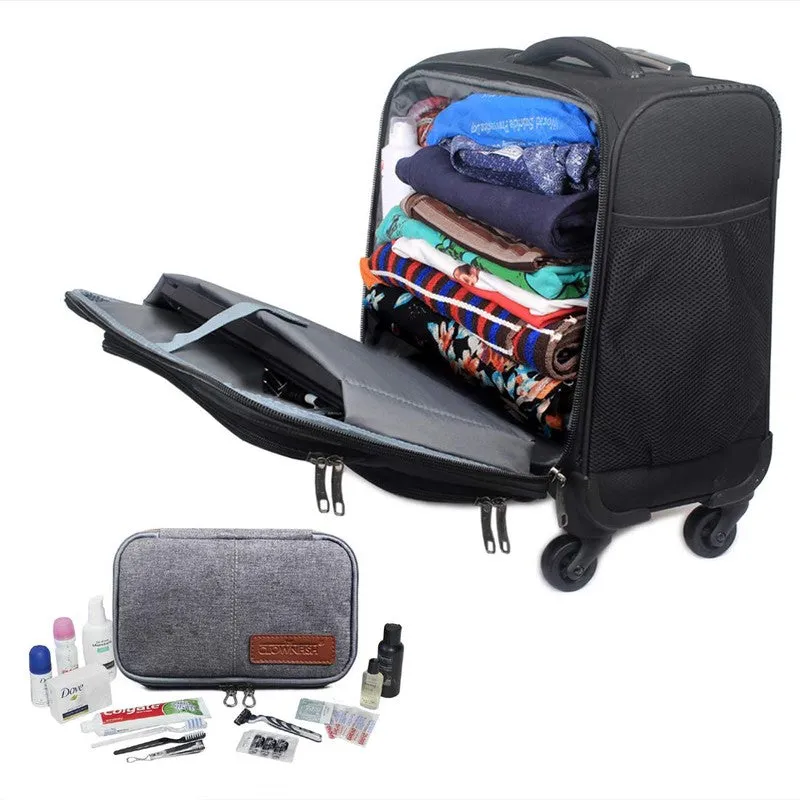 Combo: Clownfish Wanderer Laptop Roller Case with Toiletry Kit | 44L Capacity | Jet Black