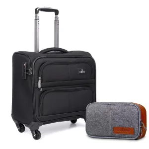 Combo: Clownfish Wanderer Laptop Roller Case with Toiletry Kit | 44L Capacity | Jet Black