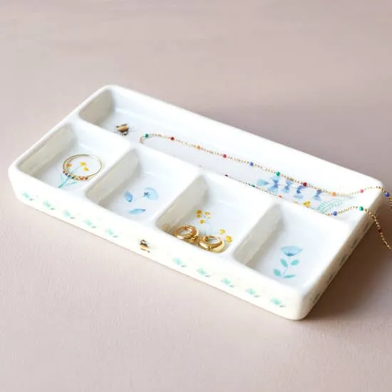 Cornflower Blue Floral Trinket Tray