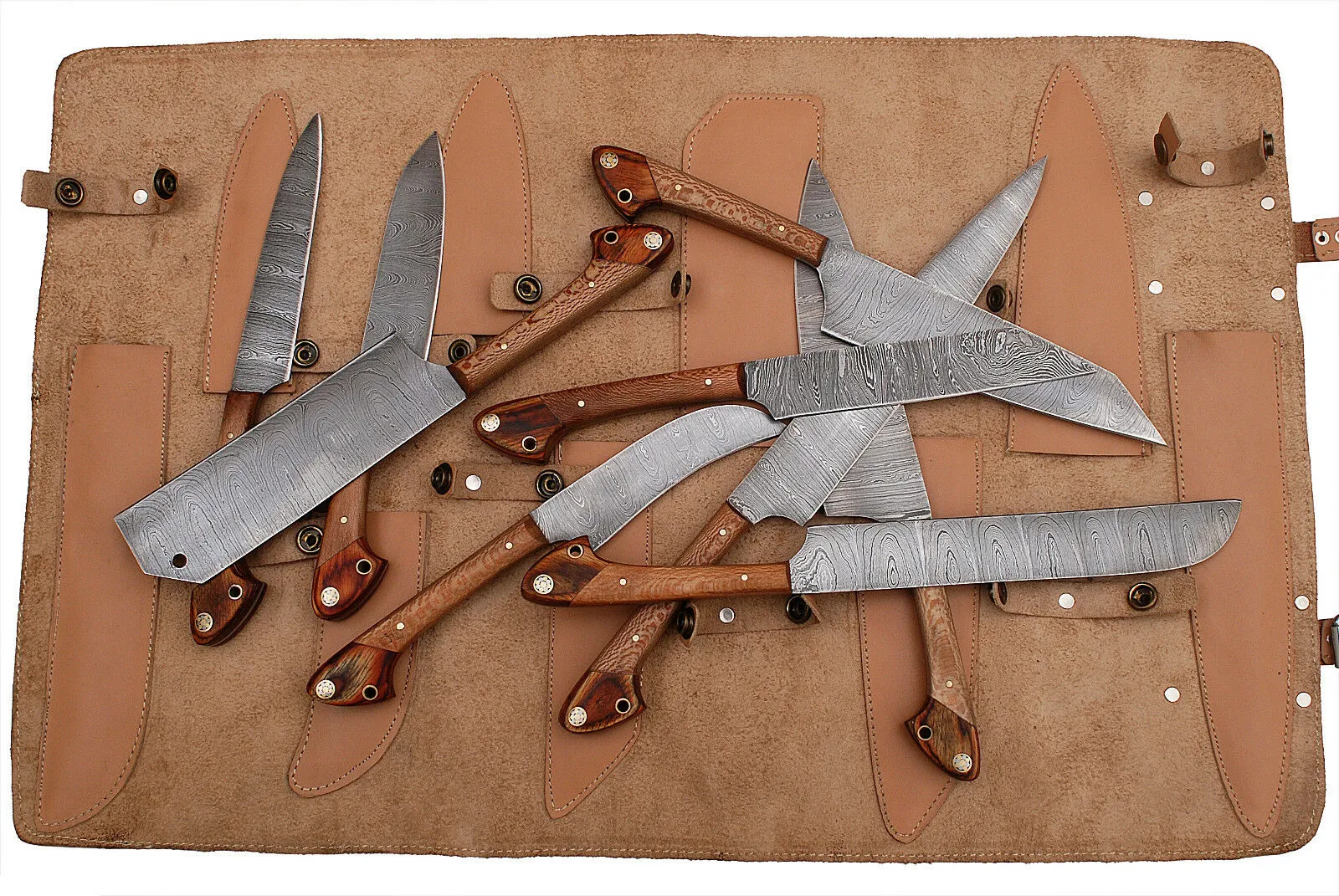 CUSTOM MADE DAMASCUS BLADE 9Pcs. CHEF/KITCHEN KNIVES