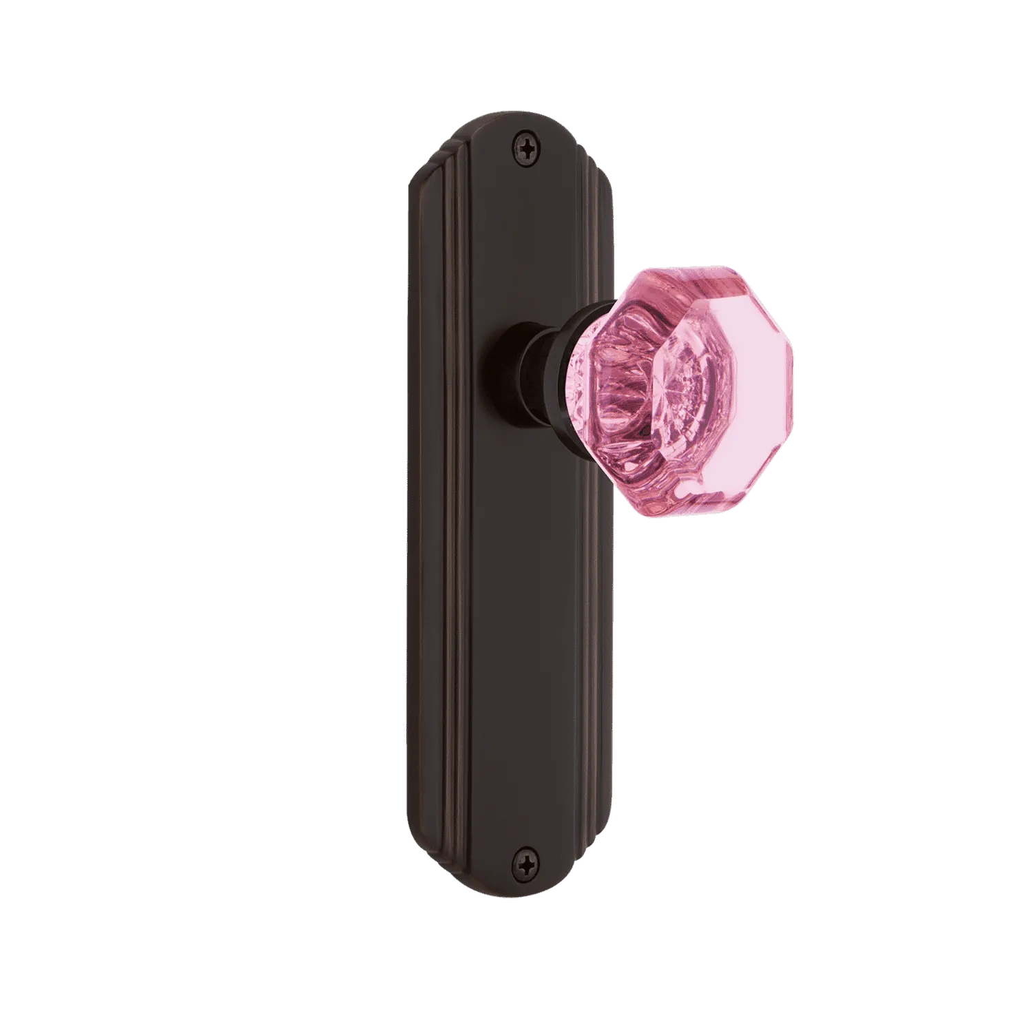 Deco Long Plate with Pink Waldorf Knob in Timeless Bronze