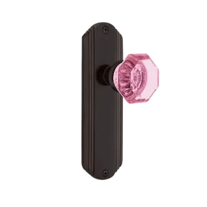 Deco Long Plate with Pink Waldorf Knob in Timeless Bronze