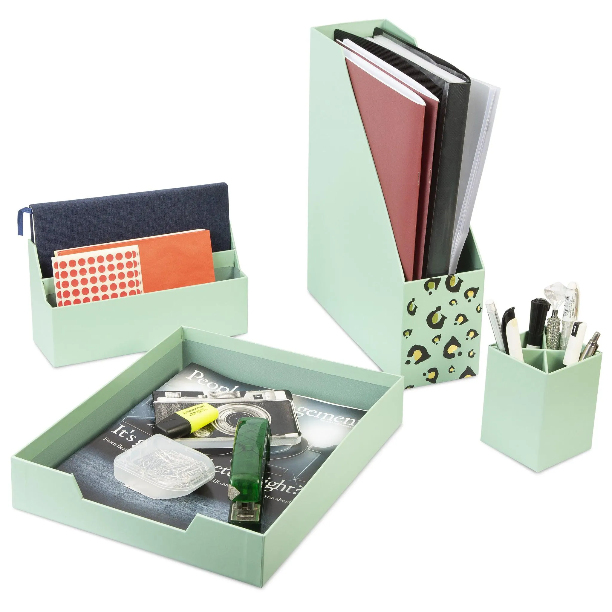 Desk Organiser Set - Mint Green - 4 Pcs