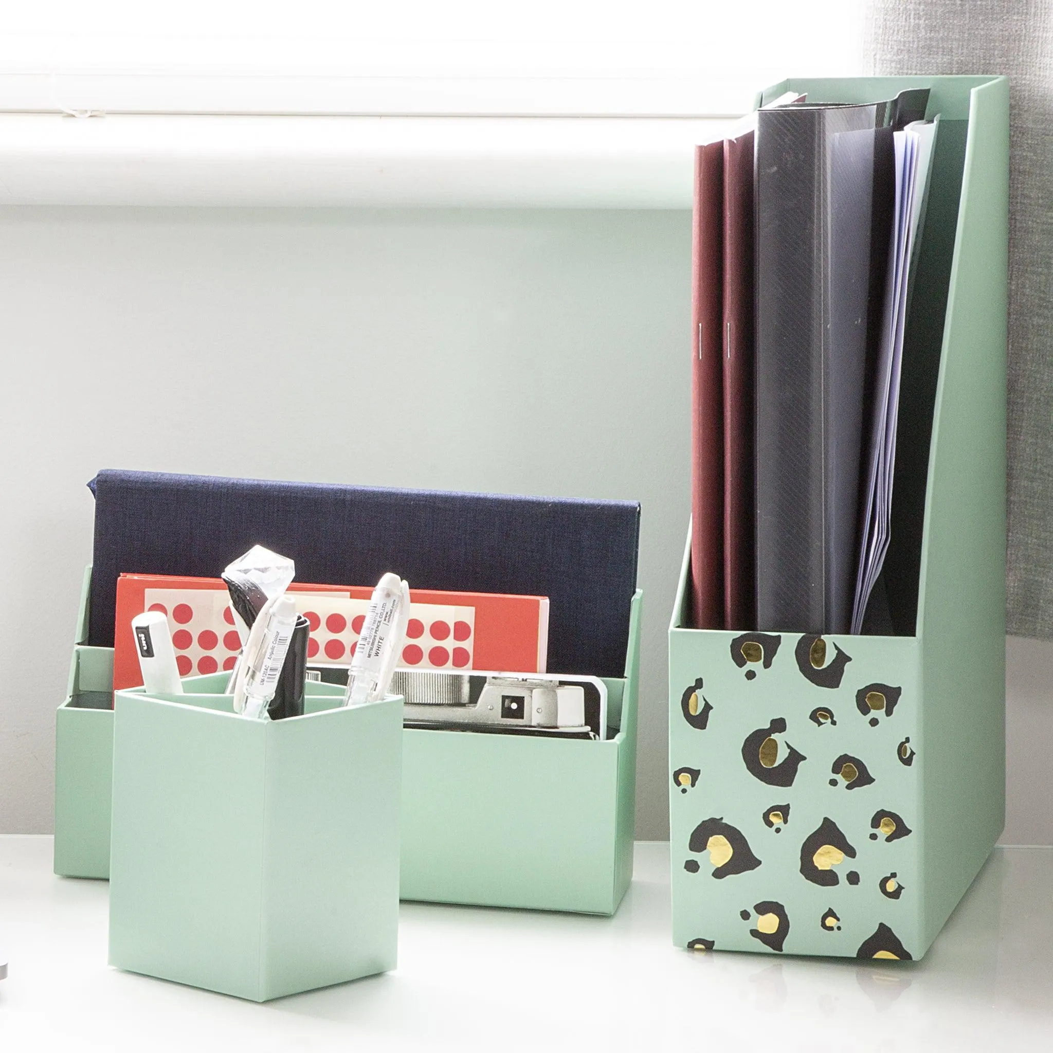 Desk Organiser Set - Mint Green - 4 Pcs