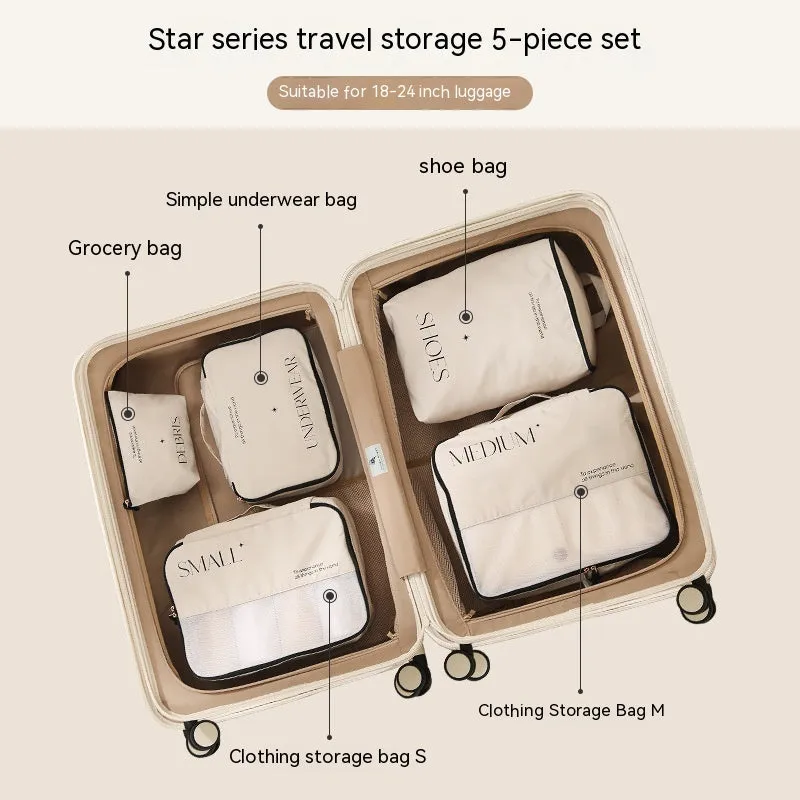 Easy Travel Storage Organizer Bag Set Baggage Luggage Accessories Beige in 5, 7, 8 PCS