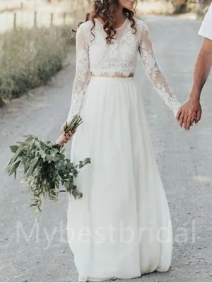 Elegant Long sleeves A-line Lace applique Wedding Dresses,WDY0325