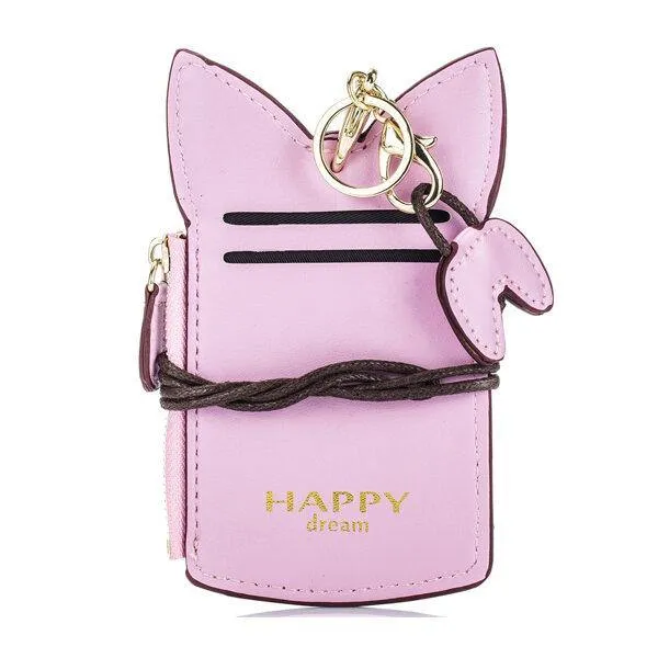 elvesmall Cute Cartoon Pure Color Card Holder Coin Purse For Women