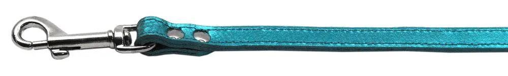 Fashionable Leather Leash Metallic Turquoise 1-2'' Wide