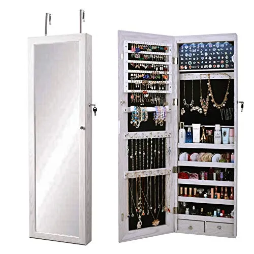 Floor Mirror Rectangle with Jewelry Armoire Organizer