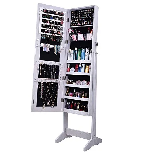 Floor Mirror Rectangle with Jewelry Armoire Organizer