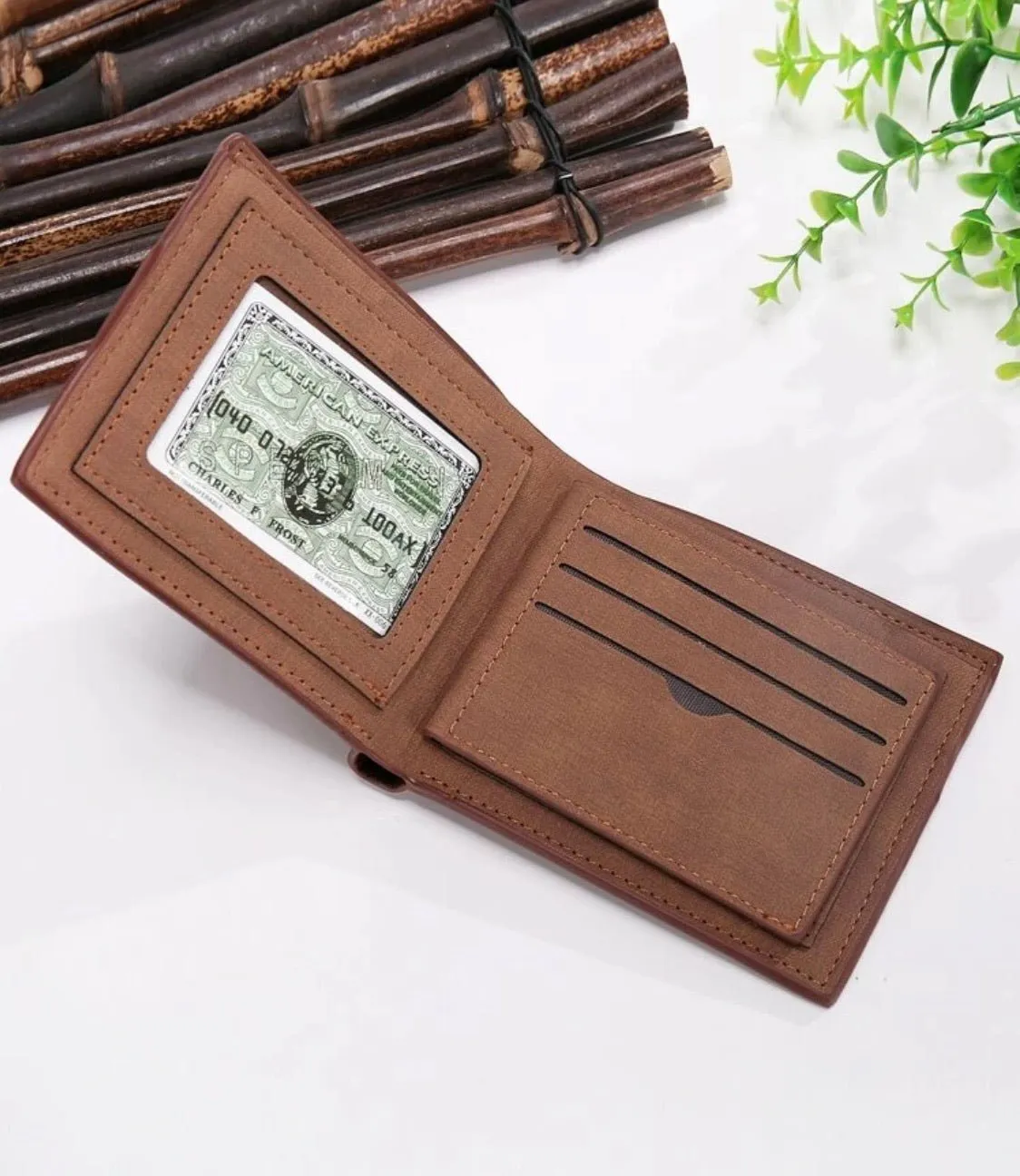 Fold Over Brown Wallet