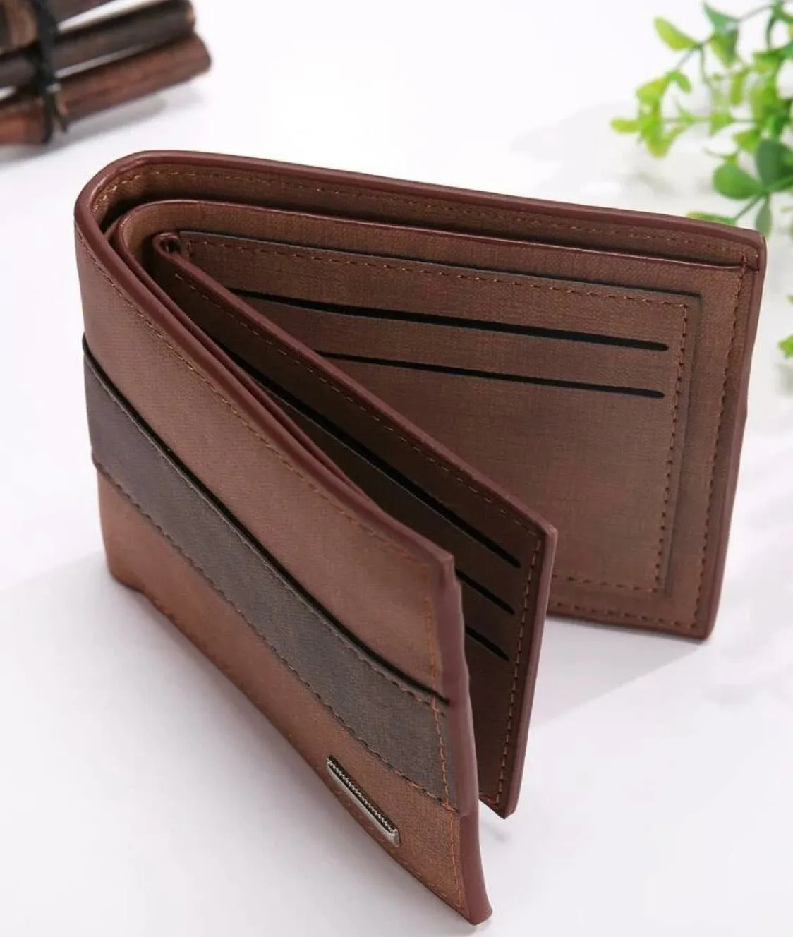 Fold Over Brown Wallet