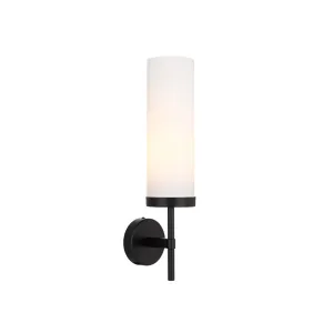 Garot 1 Light Black and Opal Glass Industrial Wall Light