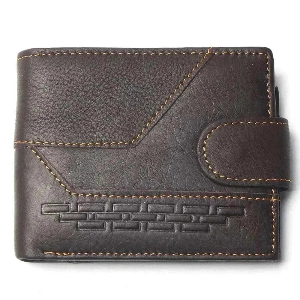 Genuine Leather Coin Purse | Men's Geometric Mosaic Wallet - MCW003