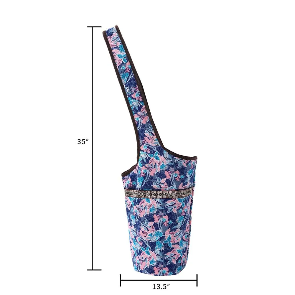 Gym Bag for Girls. Floral Yoga Mat Tote. Women's fitness shoulder bag. WickedYo.