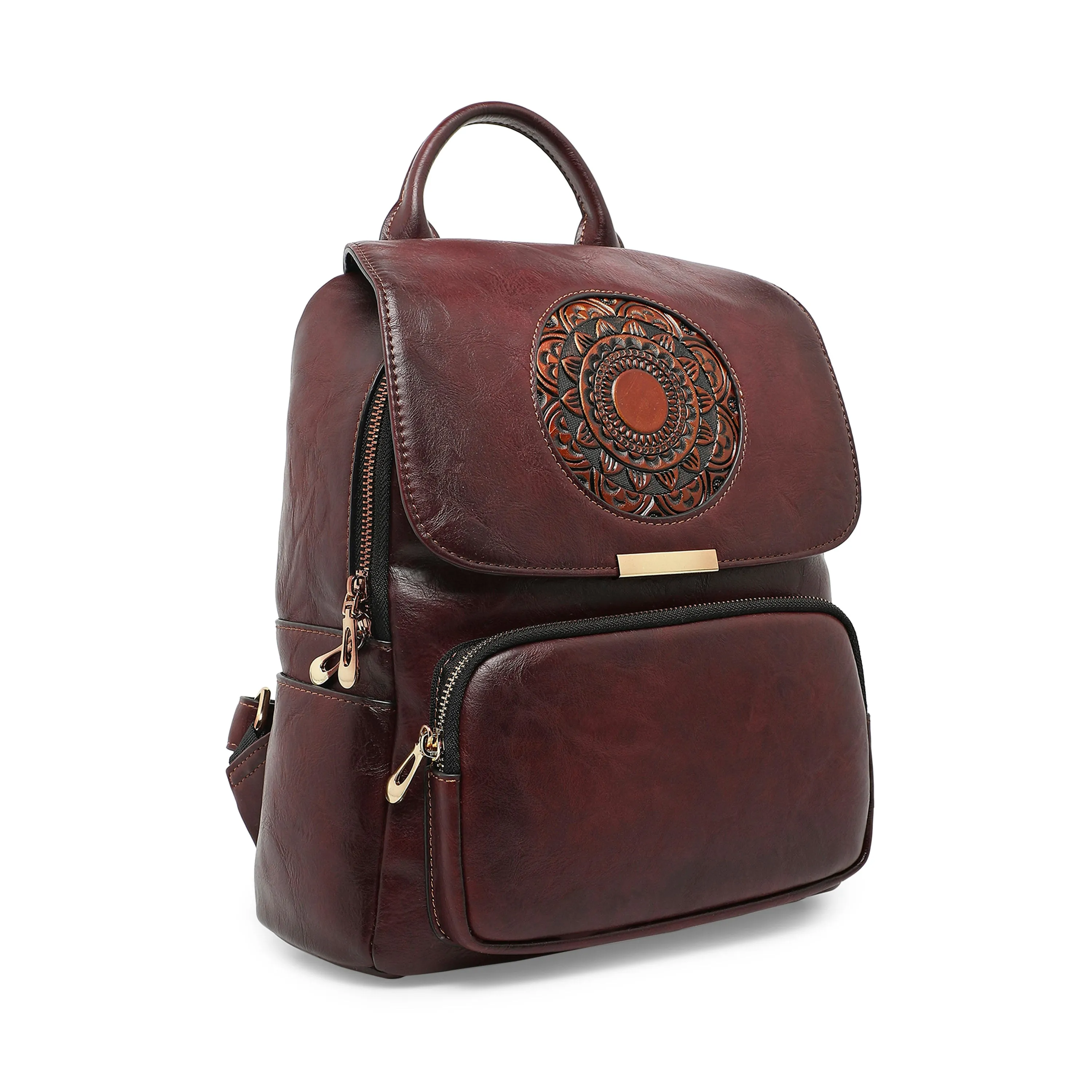 Halo Women's Genuine Leather Backpack - Wine