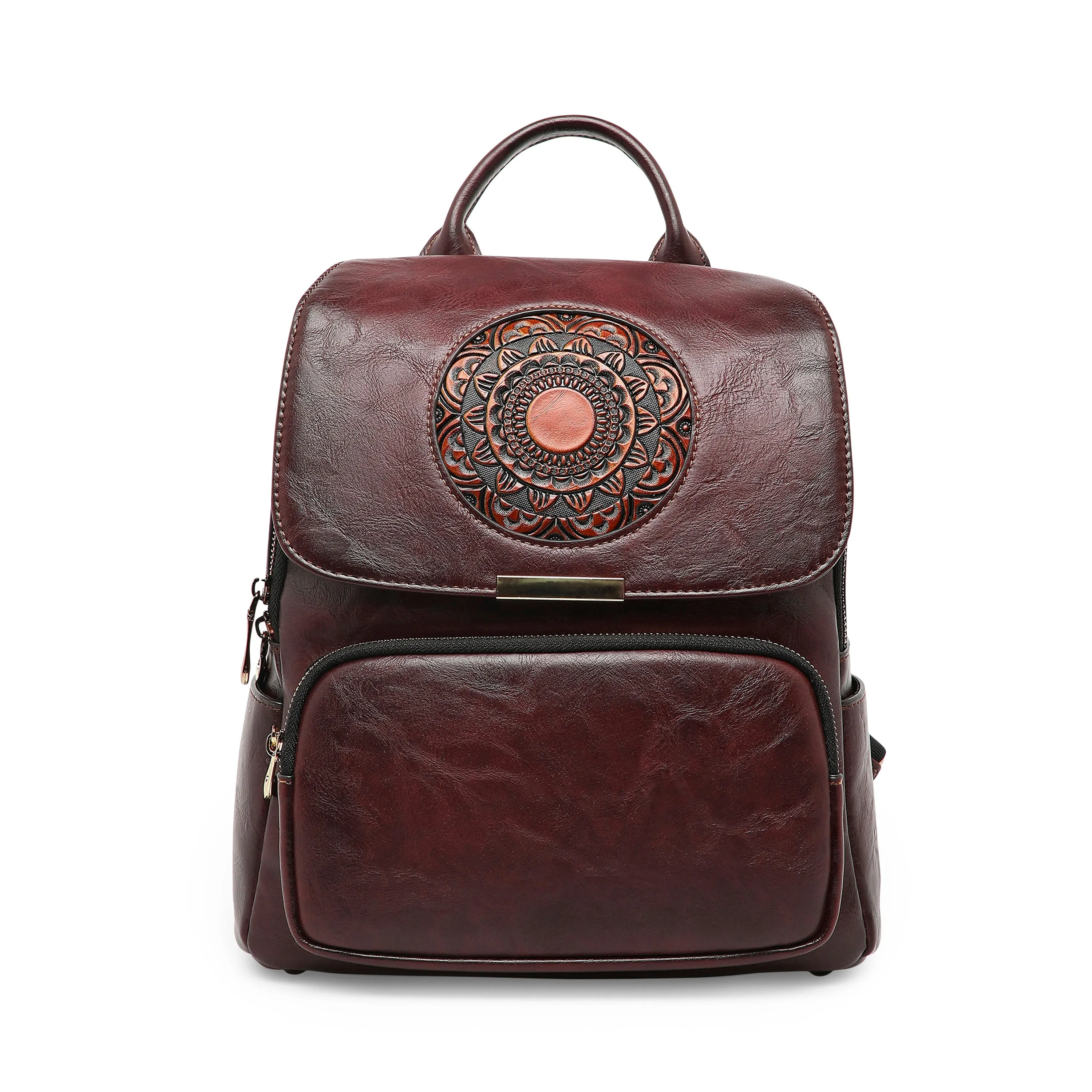 Halo Women's Genuine Leather Backpack - Wine