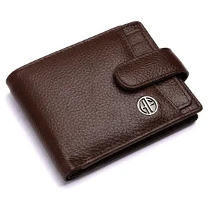 HAMMONDS FLYCATCHER Genuine Leather Wallet for Men - RFID Protected Leather Purse for Men, Money Purse for Men - 5 Card Slots, Coin Pocket, Hidden Pockets, Metal Snap Button - Brushwood