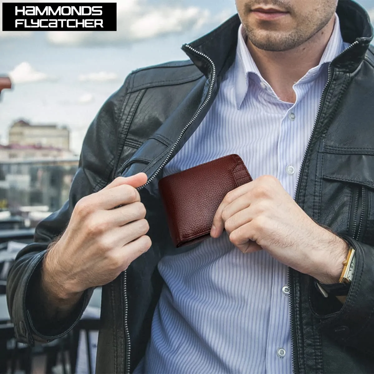 HAMMONDS FLYCATCHER Genuine Leather Wallet for Men - RFID Protected Leather Purse for Men, Money Purse for Men, Bi-Fold Wallet - 6 Card Slots, 1 Card Case, Coin Pocket, Hidden Pockets - Brown