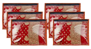 Heart Home Dot Printed Tranasparent Non Woven Foldable, Waterproof Single Saree Cover, Saree Organizer- Pack of 6 (Orange)-HS_38_HEARTH21637