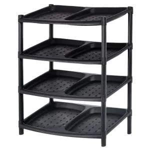 Heart Home Multipurposes 4-Tier Plastic Shoe Rack/Shelf/Storage Organizer for Home Kitchen Bedroom Door Entrance (Black)-46HH0518