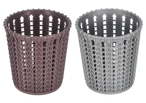 Heart Home Round Shape M 10 Multipurpose Plastic Holder/Organizer for Kitchen, Bathroom, Office, Living Room - Pack of 2 (Brown & Grey)-46HH0432