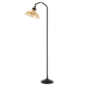 Hertel Industrial Amber Glass Shade Floor Lamp