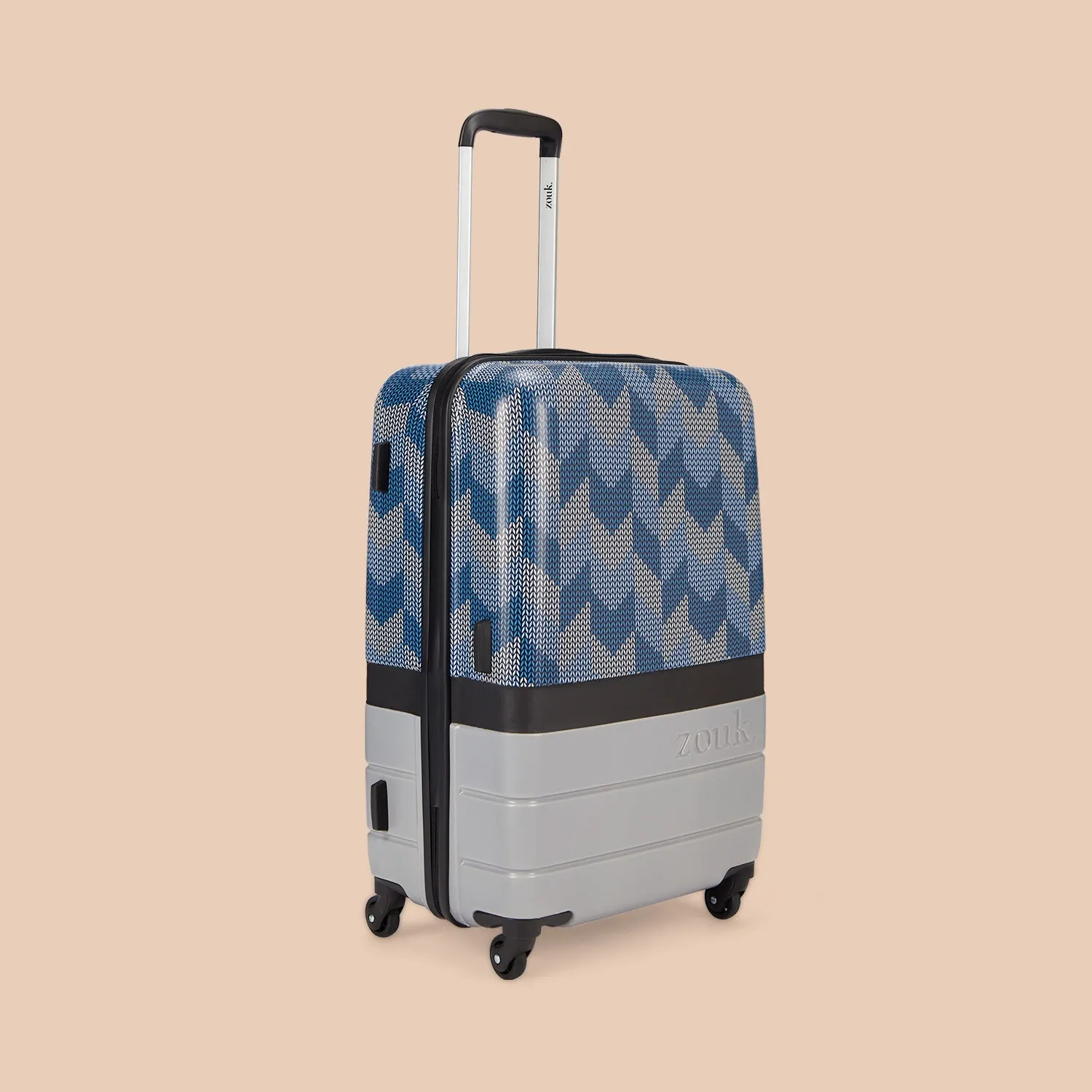 Himachal Chevron Grey Raahi Trolley Bag Combo (Cabin & Large)