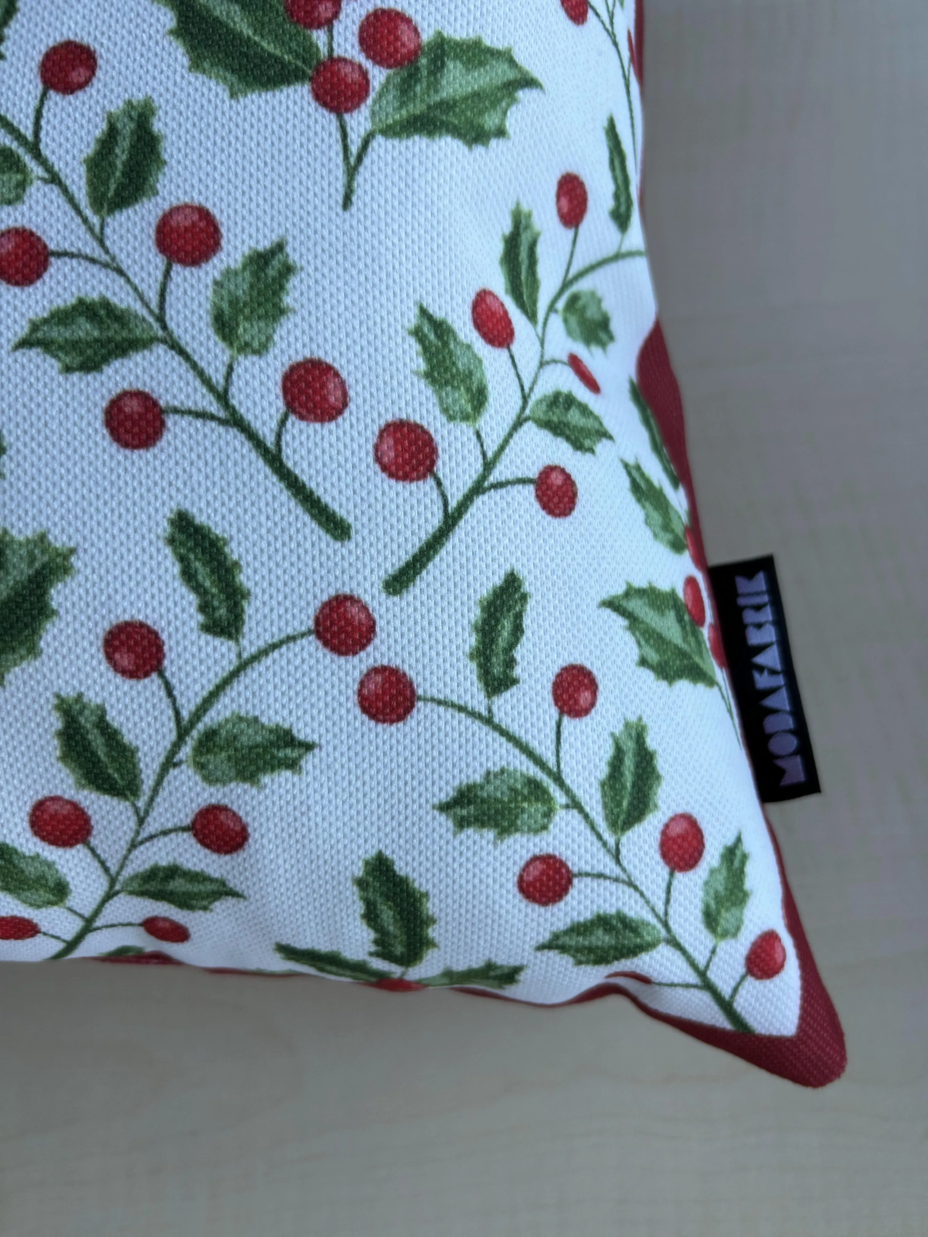 Holly Branch and Berries Pillow Cover - Holiday Decorating