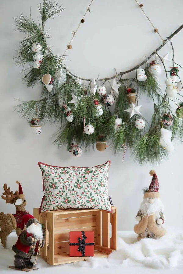 Holly Branch and Berries Pillow Cover - Holiday Decorating