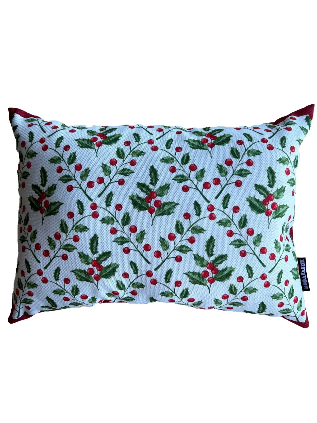 Holly Branch and Berries Pillow Cover - Holiday Decorating