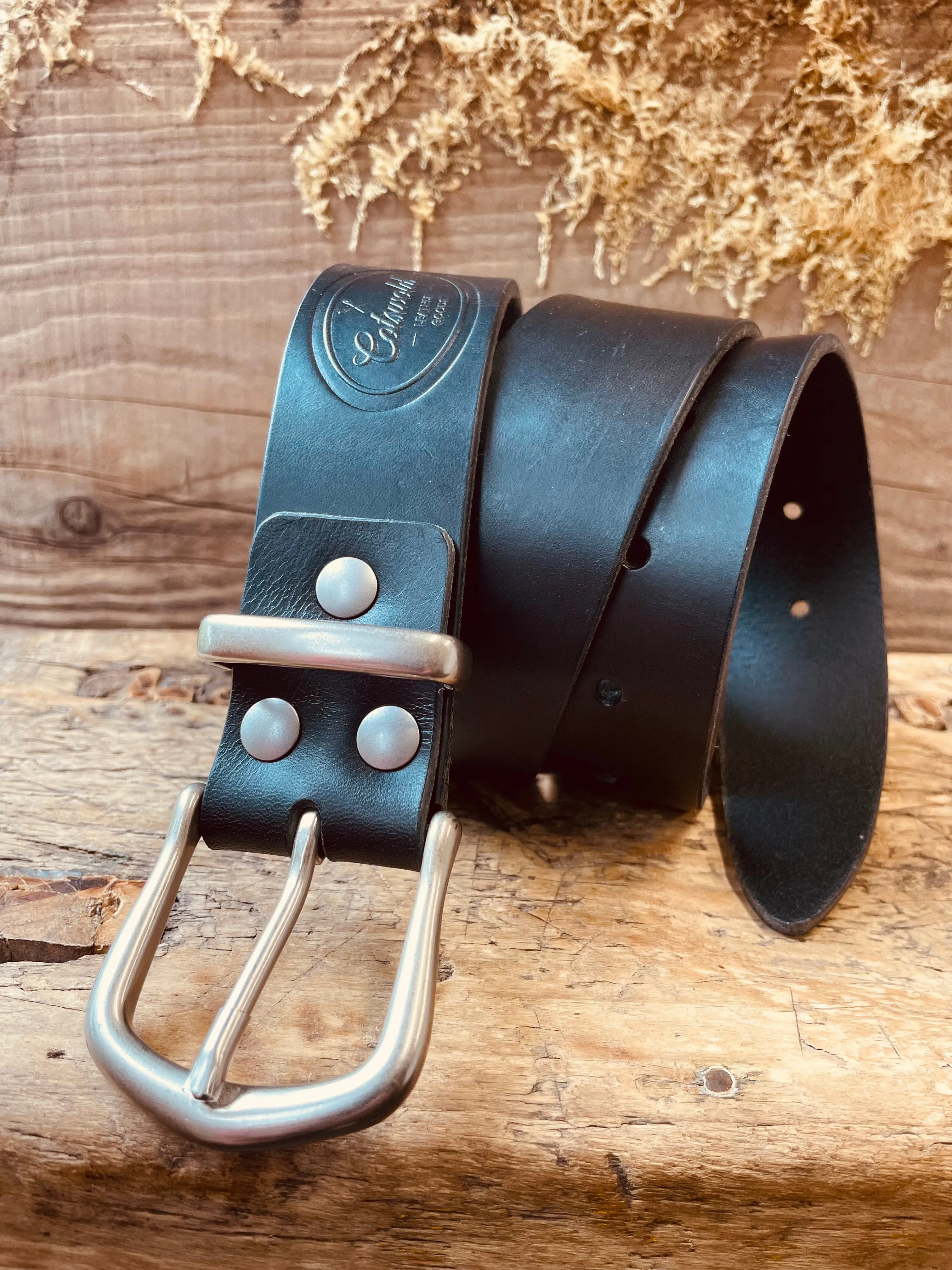 Italian leather heavy-duty belt