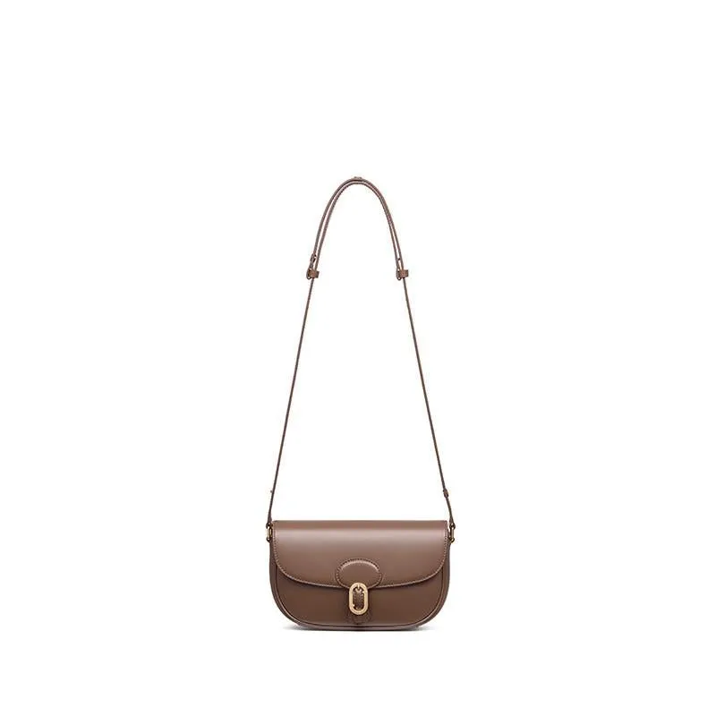 J.ESTINA Classic Leather Bag HAZEL SM Brown Shoulder JHNCHE3BS800BR010 Crossbody Bag with Adjustable Length Strap