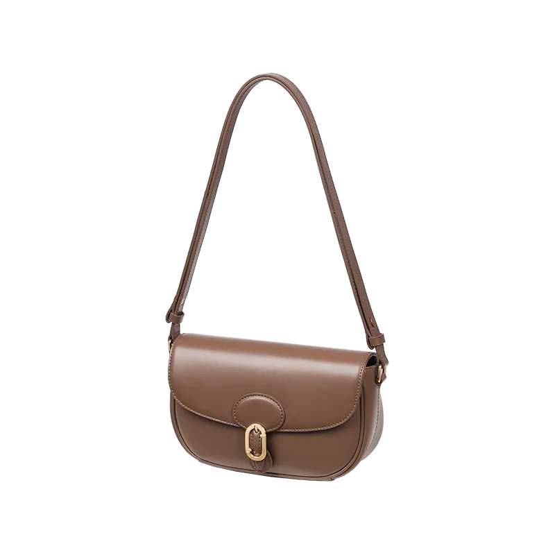 J.ESTINA Classic Leather Bag HAZEL SM Brown Shoulder JHNCHE3BS800BR010 Crossbody Bag with Adjustable Length Strap