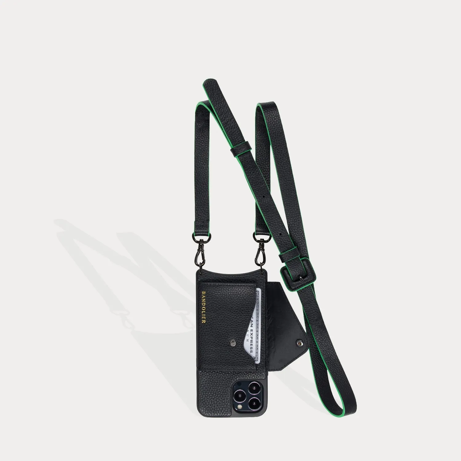 Jill Side Slot Crossbody Bandolier - Green/Pewter