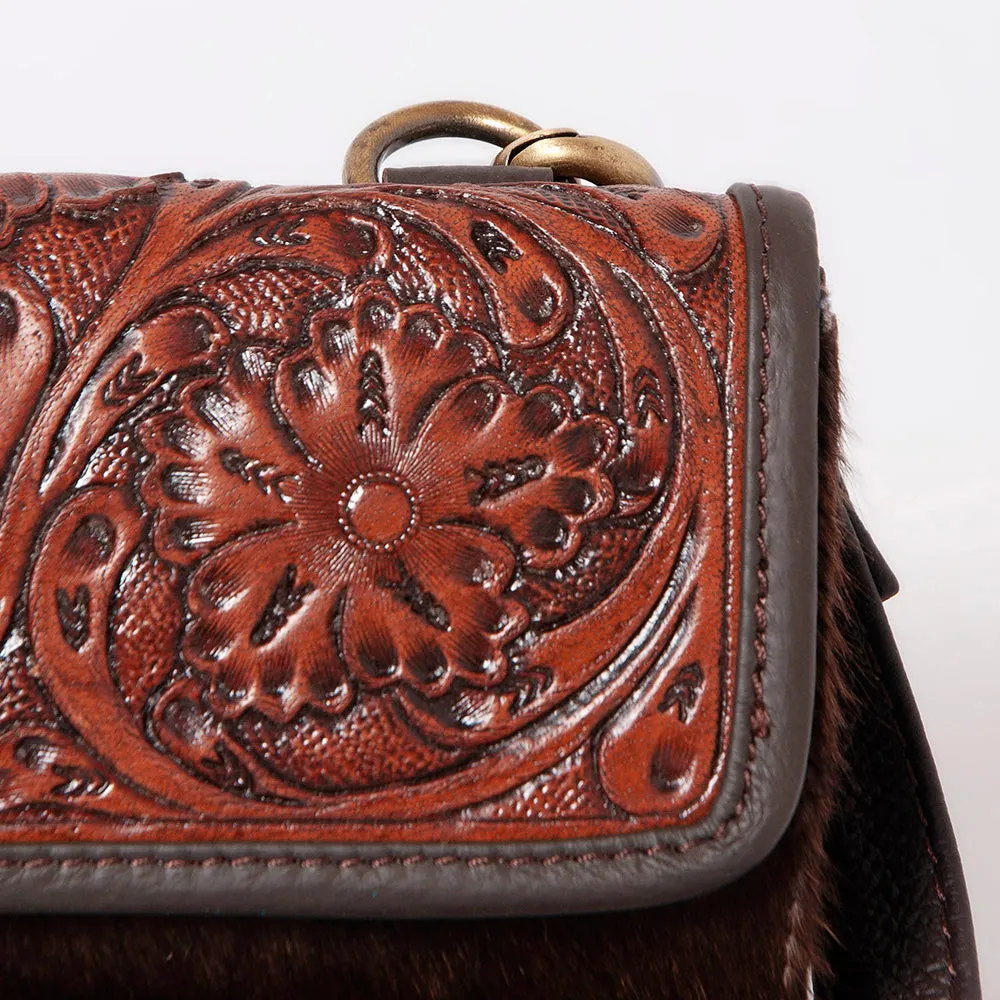 KBK107 - KBK107 -CROSS BODY Hand Tooled Saddle Leather with Cowhide Leather Ladies Bag KBK107 - KBK1