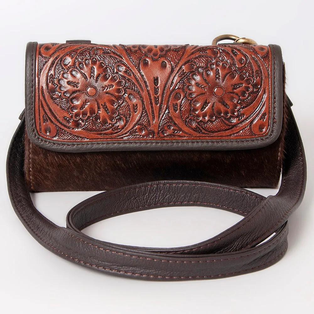 KBK107 - KBK107 -CROSS BODY Hand Tooled Saddle Leather with Cowhide Leather Ladies Bag KBK107 - KBK1