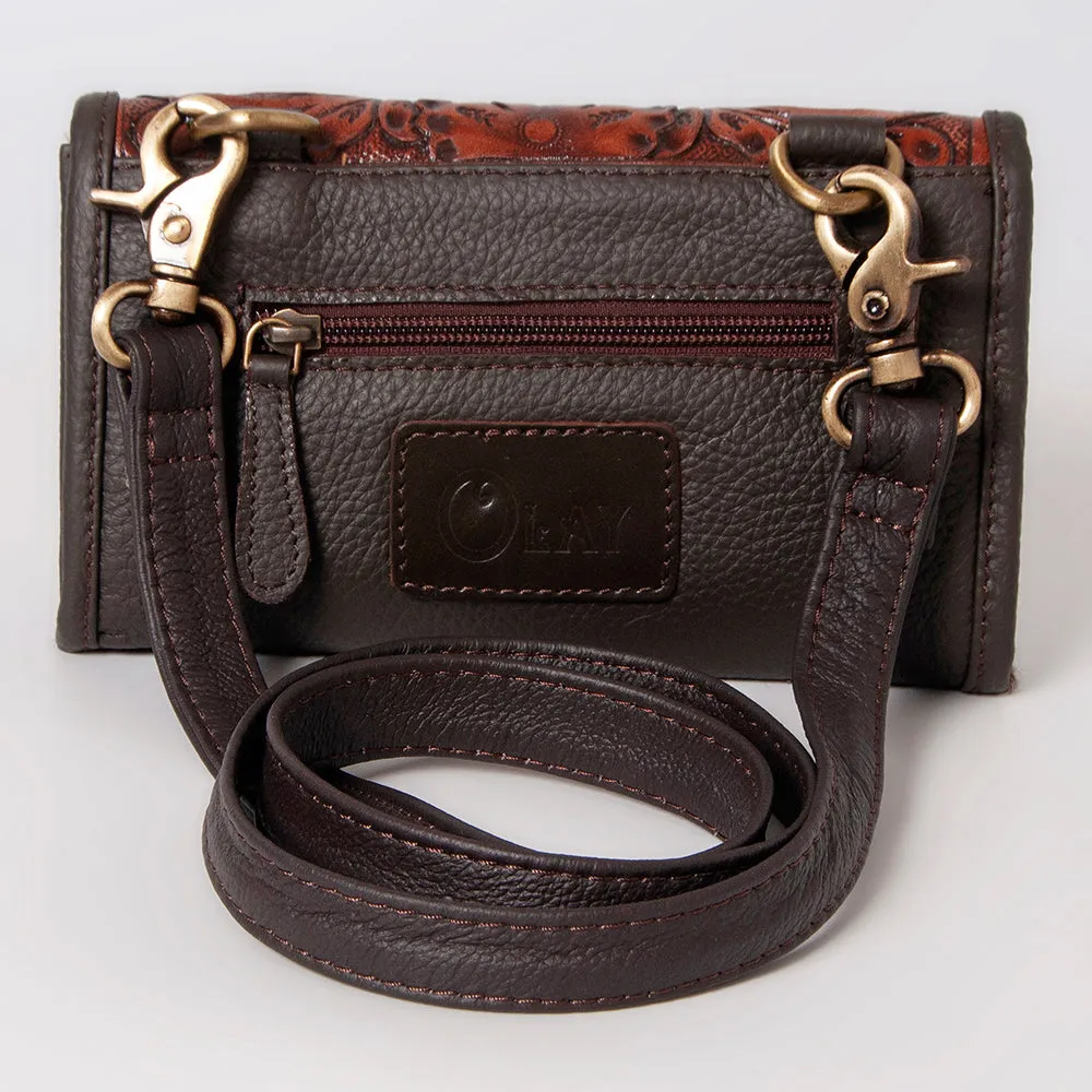 KBK107 - KBK107 -CROSS BODY Hand Tooled Saddle Leather with Cowhide Leather Ladies Bag KBK107 - KBK1