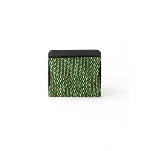 Koshu Inden Japanese Deerskin Leather with Urushi (Japanese Lacquer) Fold Wallet - Gourd Pattern / Dark Green - ,  Made in Japan,  Japanese Leather Wallet