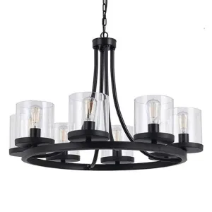 Largo 8 Light Black Modern Glass Uplight Pendant