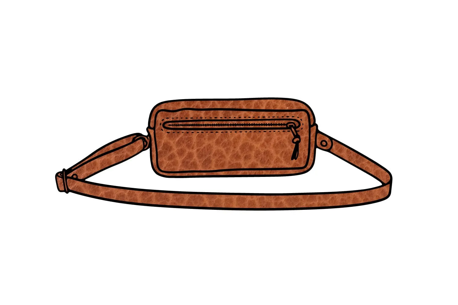 LEATHER FANNY PACK / LEATHER WAIST BAG - DELUXE - COGNAC BISON