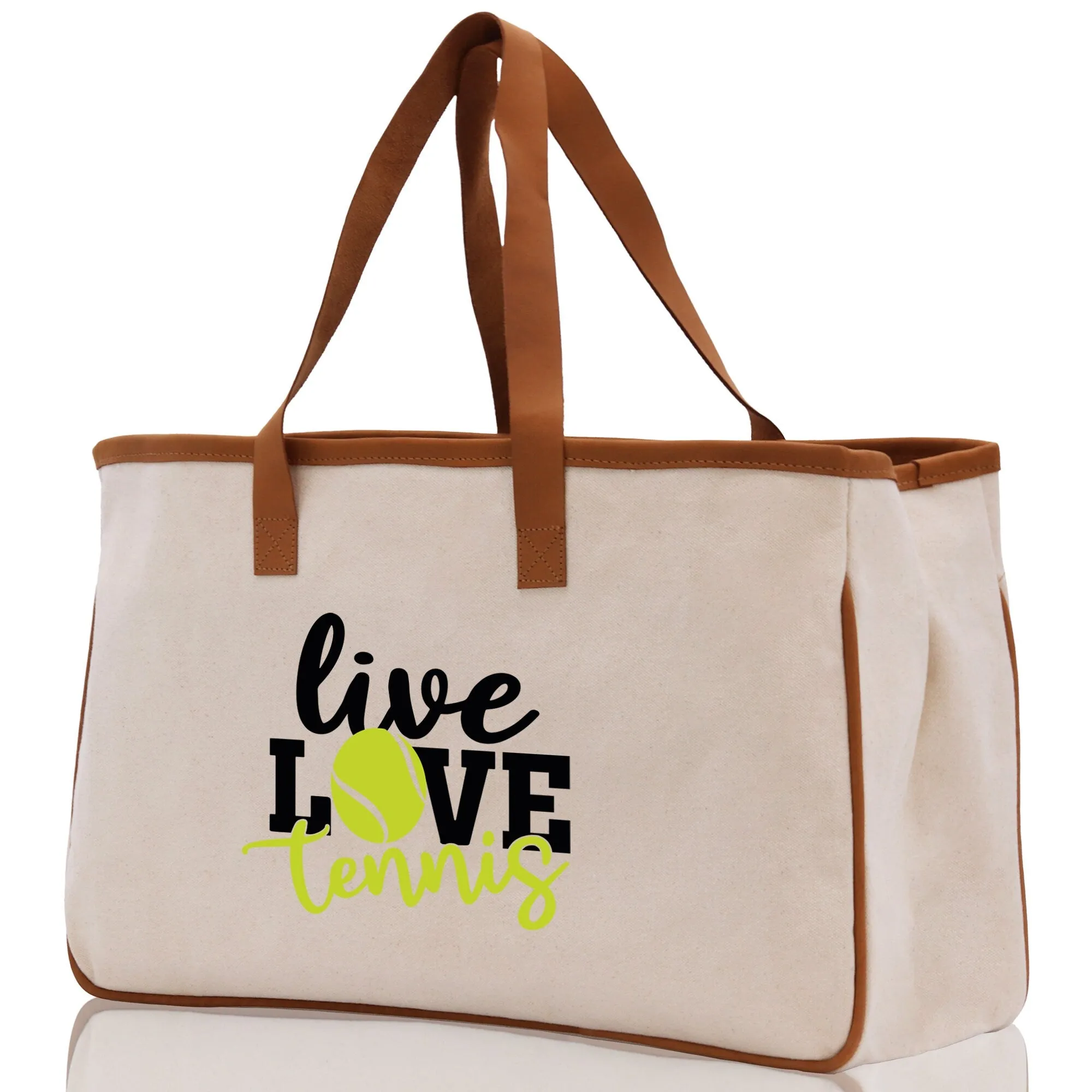 Live Love Tennis Cotton Canvas Tote Bag Gift for Tennis Lover Bag Tennis Coach Gift Bag