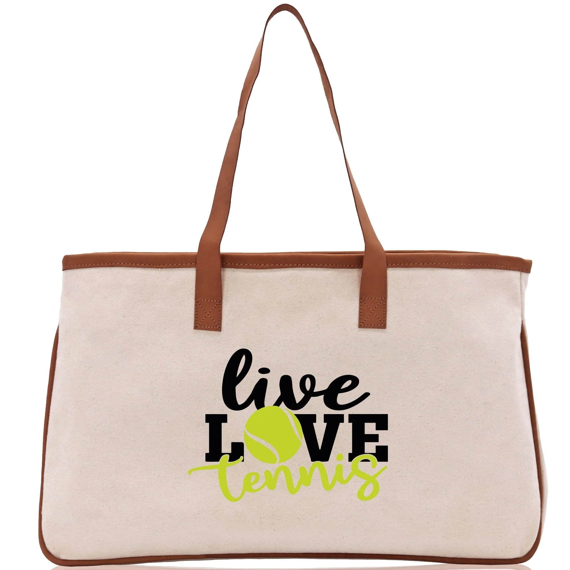 Live Love Tennis Cotton Canvas Tote Bag Gift for Tennis Lover Bag Tennis Coach Gift Bag