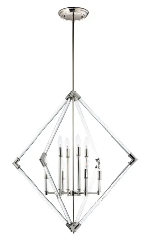 Lucent 8-Light Pendant in Polished Nickel with Clear Glass