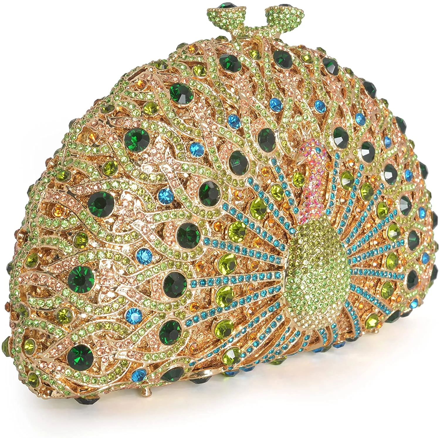 Luxury Golden Green Rhinestone Crystal Party Clutch Purse