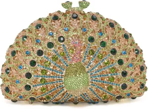 Luxury Golden Green Rhinestone Crystal Party Clutch Purse