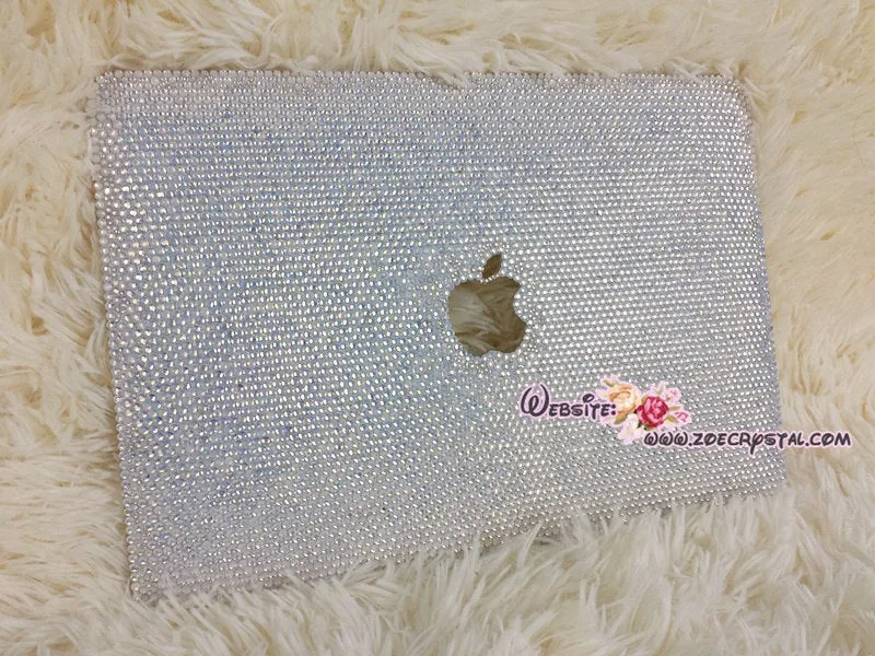 MACBOOK Case / Cover in OPAL WHITE Crystals Rhinestones (Air /Pro) Celeb Kylie Jenner Kim Kardashian Luxurious